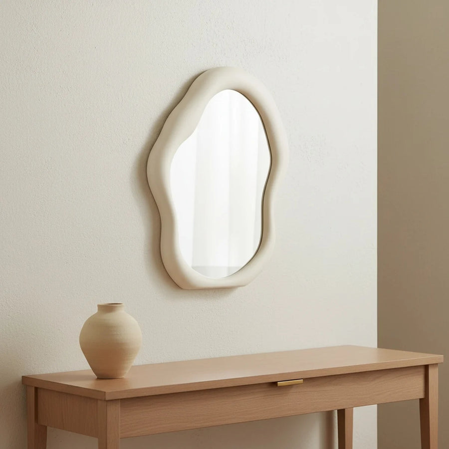 Small White Cloud Mirror, Tabletop or Wall, styled in a bright interior