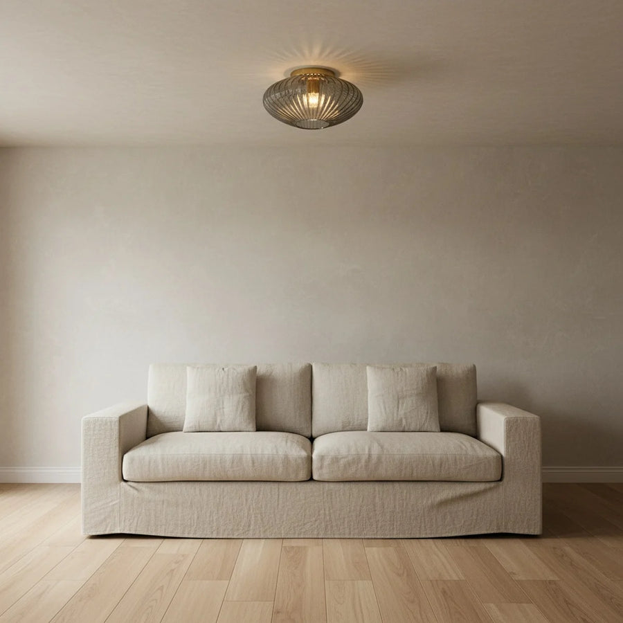Vintage Smoked Glass Ceiling Light, Gray, Wall or Ceiling, styled in a living room
