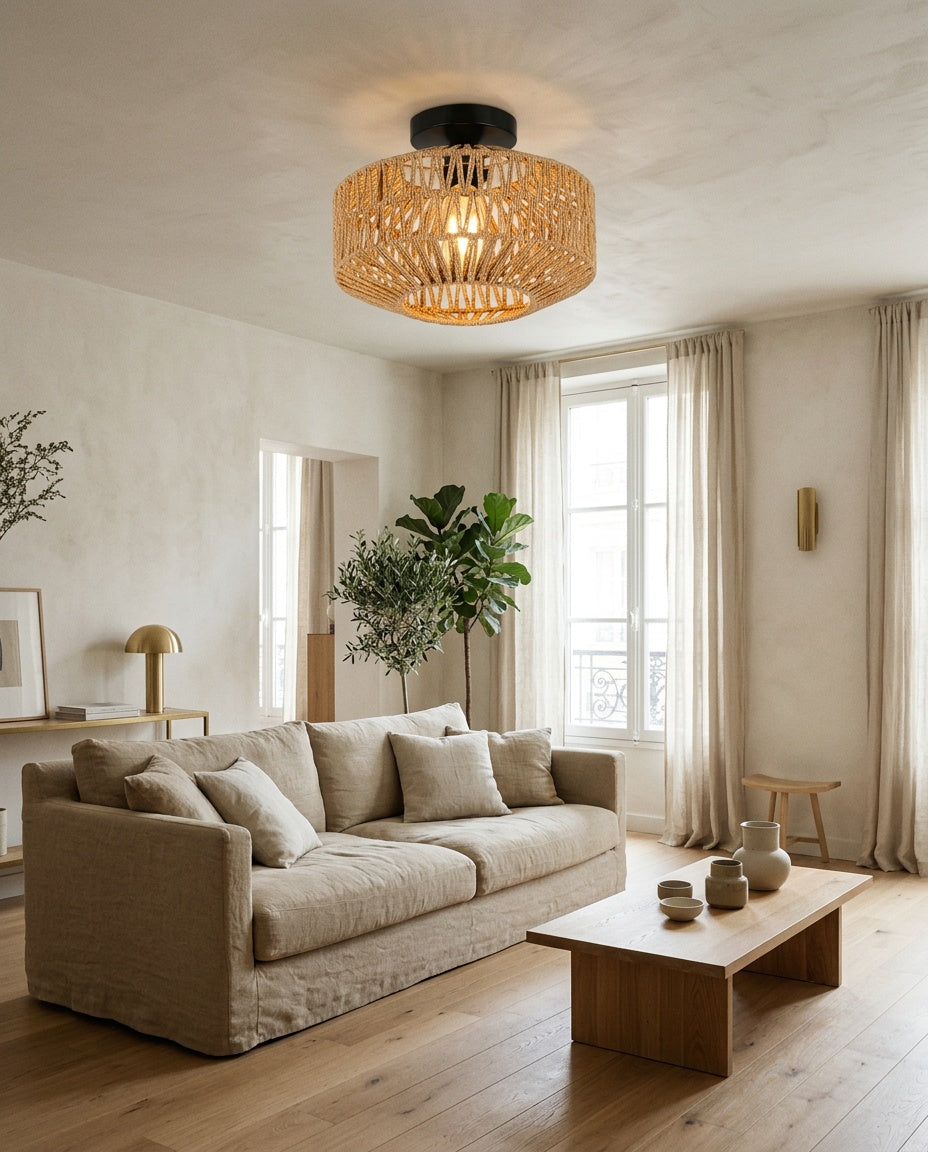 Ceiling lights, styled in a room