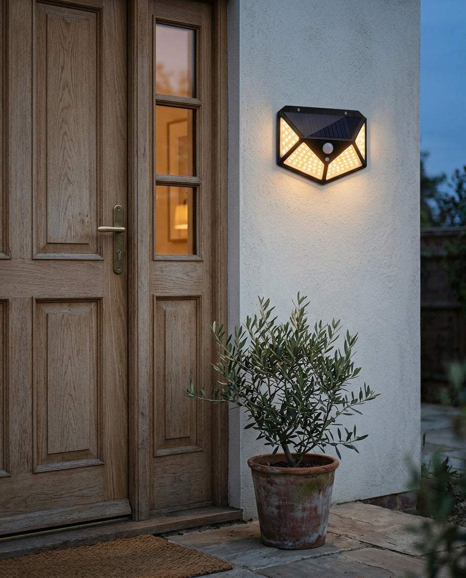 Outdoor wall lights, styled in a room