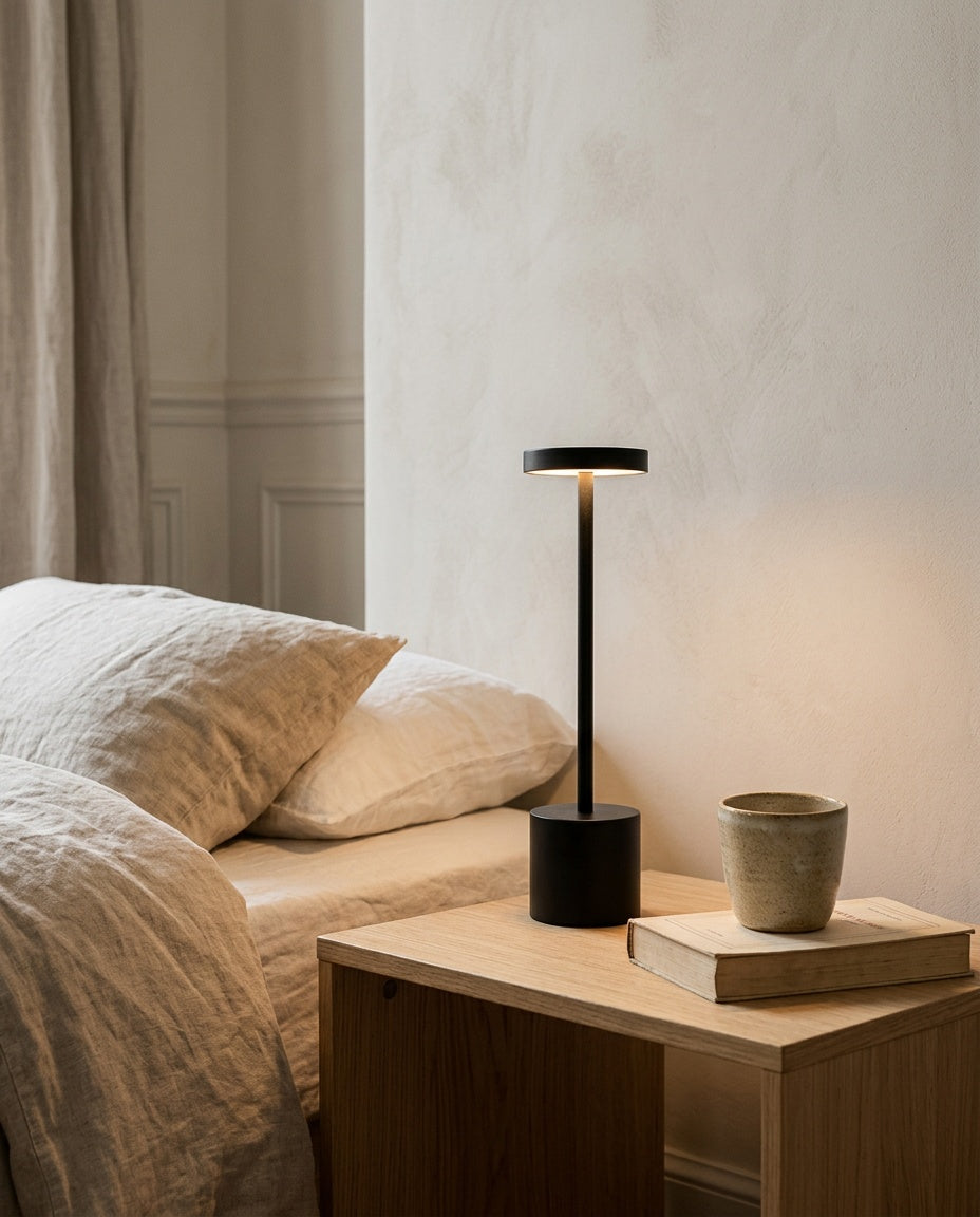 Table lamps, styled in a room