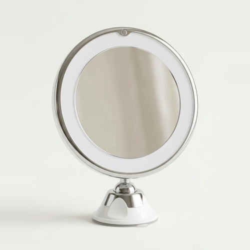 10x Lighted Makeup Mirror with Suction Cup, on a light background