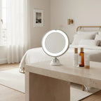 10x Lighted Makeup Mirror with Suction Cup, styled on a vanity