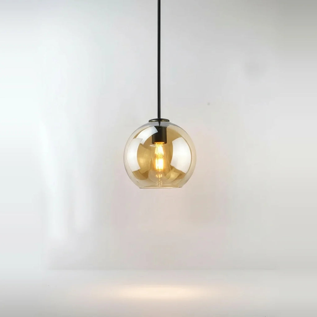 Amber Smoked Glass Pendant Light, 8 to 14 in – Ø 12 in (30 cm), on a light background
