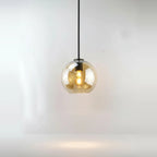 Amber Smoked Glass Pendant Light, 8 to 14 in – Ø 12 in (30 cm), on a light background