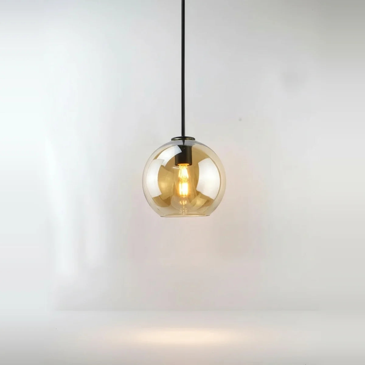 Amber Smoked Glass Pendant Light, 8 to 14 in – Ø 12 in (30 cm), on a light background