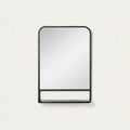 Black Bathroom Mirror with Shelf, 20 x 28 in, on a light background