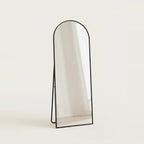 Full Length Black Arch Mirror, Thin Frame – Black, 65 × 23.5 in (165 × 60 cm), on a light background
