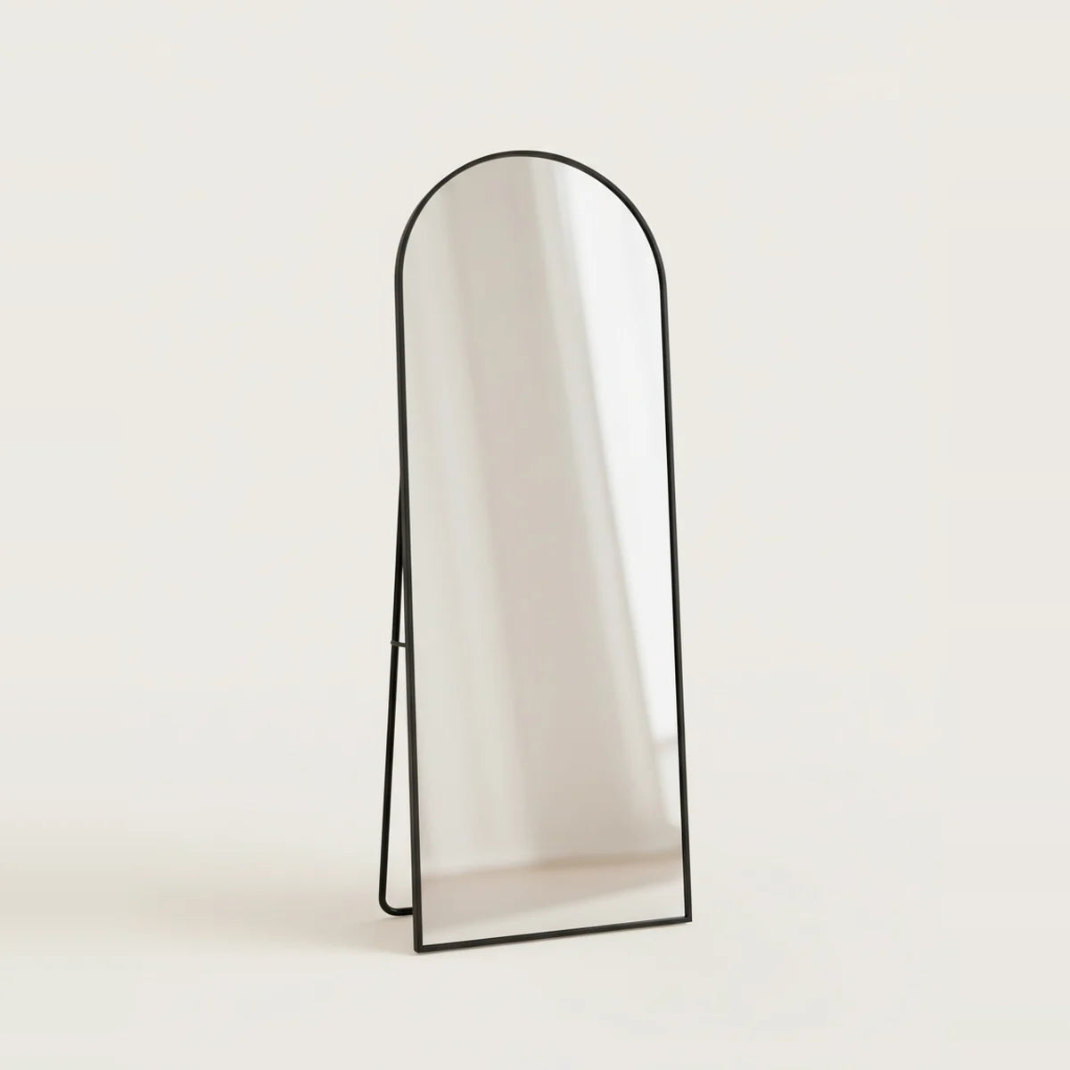 Full Length Black Arch Mirror, Thin Frame – Black, 65 × 23.5 in (165 × 60 cm), on a light background