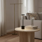 Cordless Table Lamp, Black Metal, Rechargeable Touch LED, styled on a side table