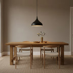 Black Industrial Pendant Light, 12.6" Metal Dome, styled above a dining table