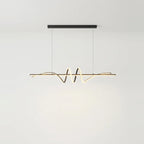 Black Wavy Linear LED Pendant Light, 47", Warm White, on a light background