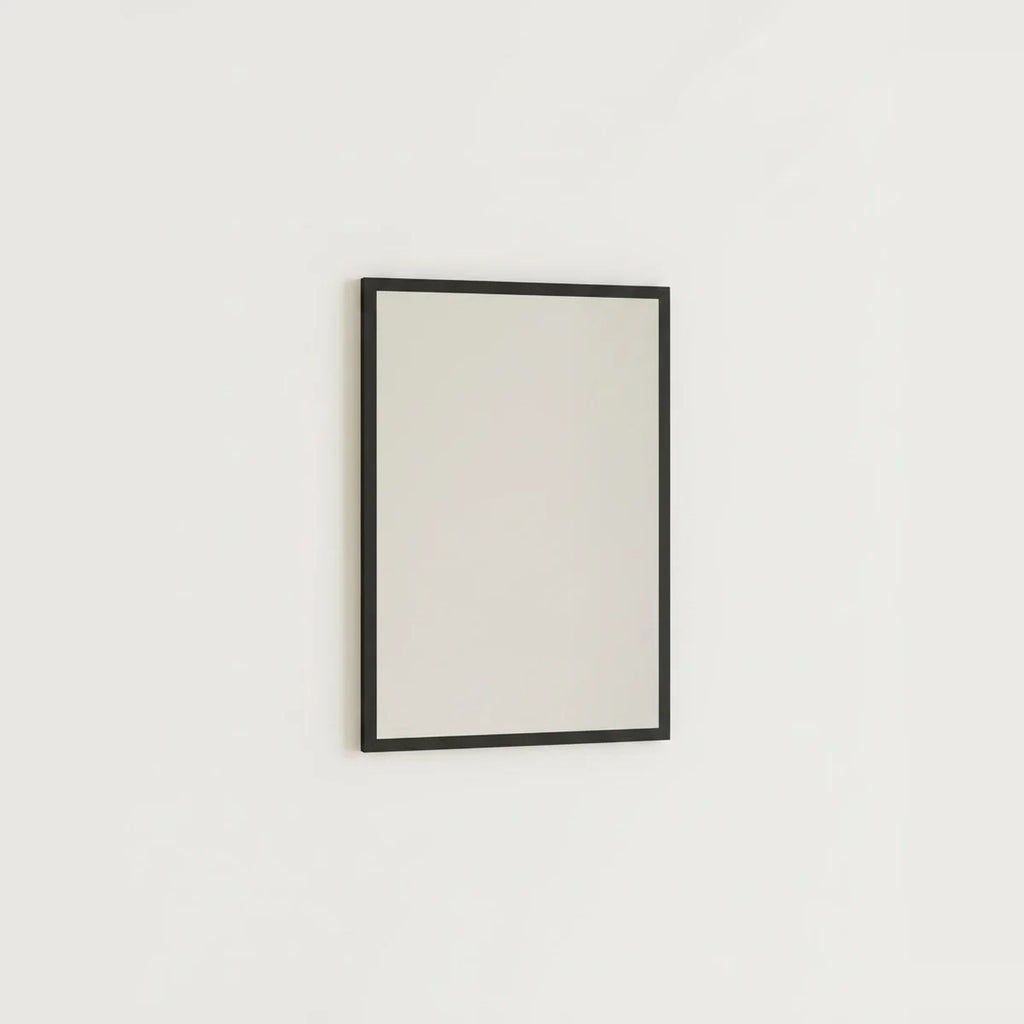 Black Rectangle Mirror, 20 x 28 in Wood Frame, on a light background