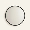 Black Round Mirror, Thin Metal Frame, 16 to 24 in – Ø 16 in (40 cm), on a light background