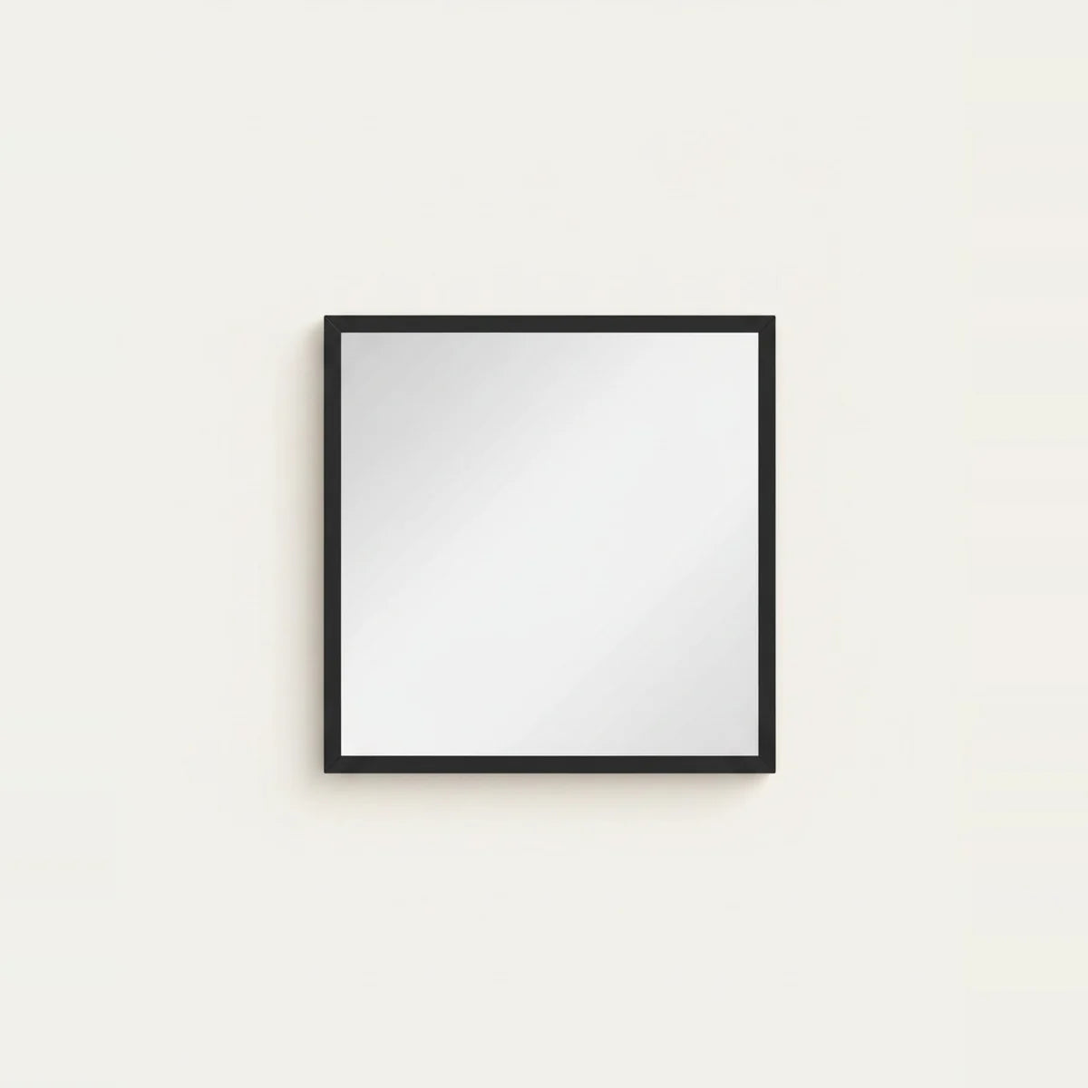 Black Square Mirror, 20 × 20 in Thin Frame, on a light background