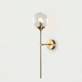 Brass Glass Wall Light, Gold Brass-Look Metal & Clear Glass, on a light background