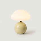 Ceramic Mushroom Lamp, Glossy Cream, Nordic Style, on a light background