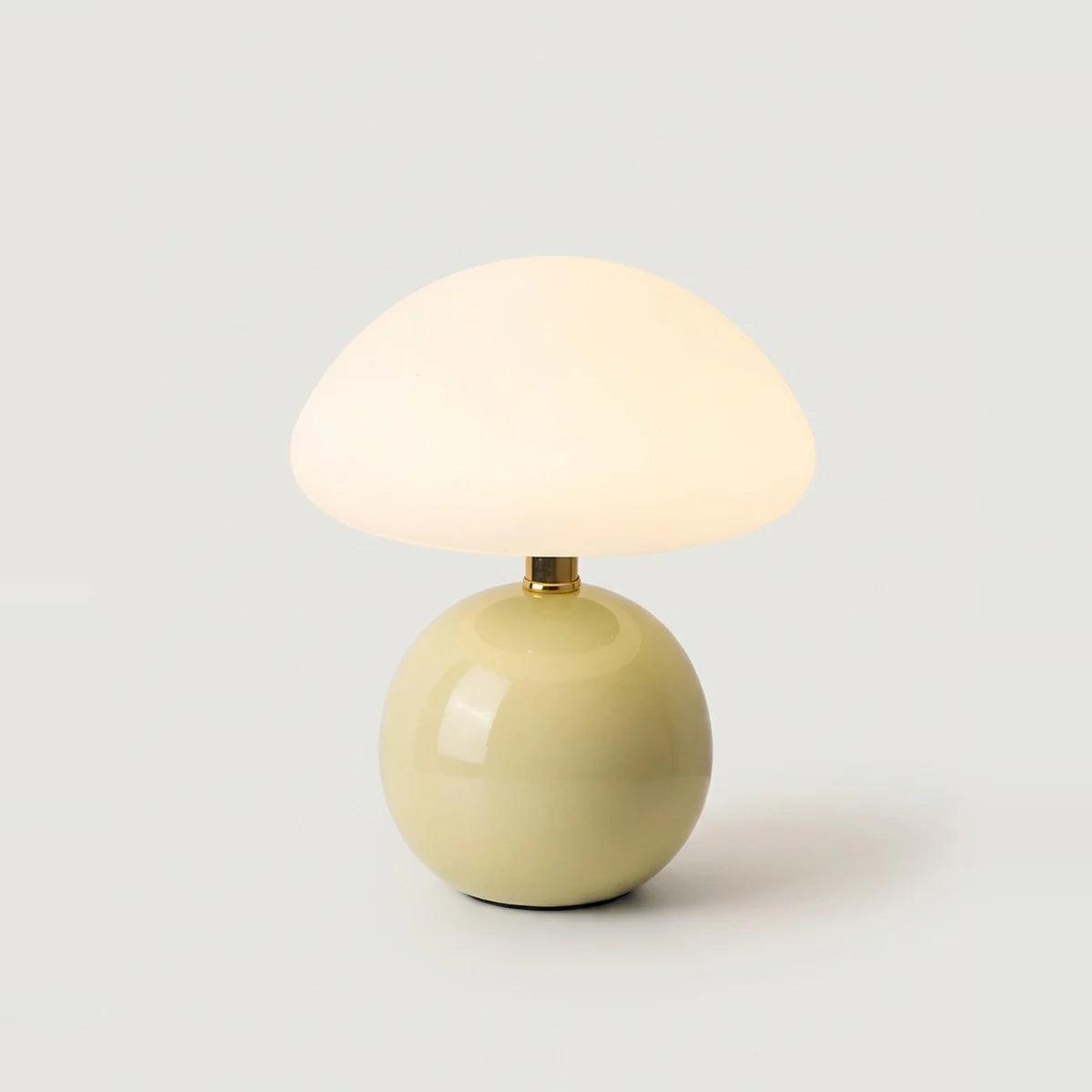 Ceramic Mushroom Lamp, Glossy Cream, Nordic Style, on a light background