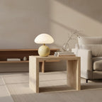 Ceramic Mushroom Lamp, Glossy Cream, Nordic Style, styled on a side table