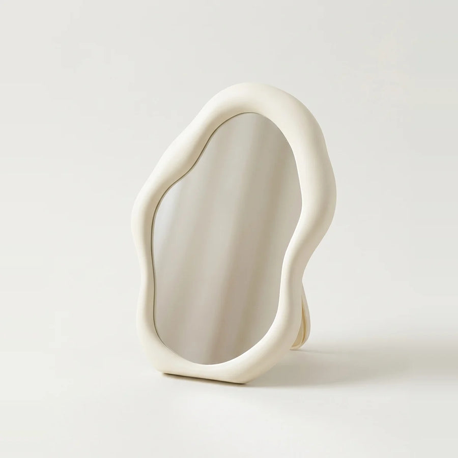 Small White Cloud Mirror, Tabletop or Wall, on a light background