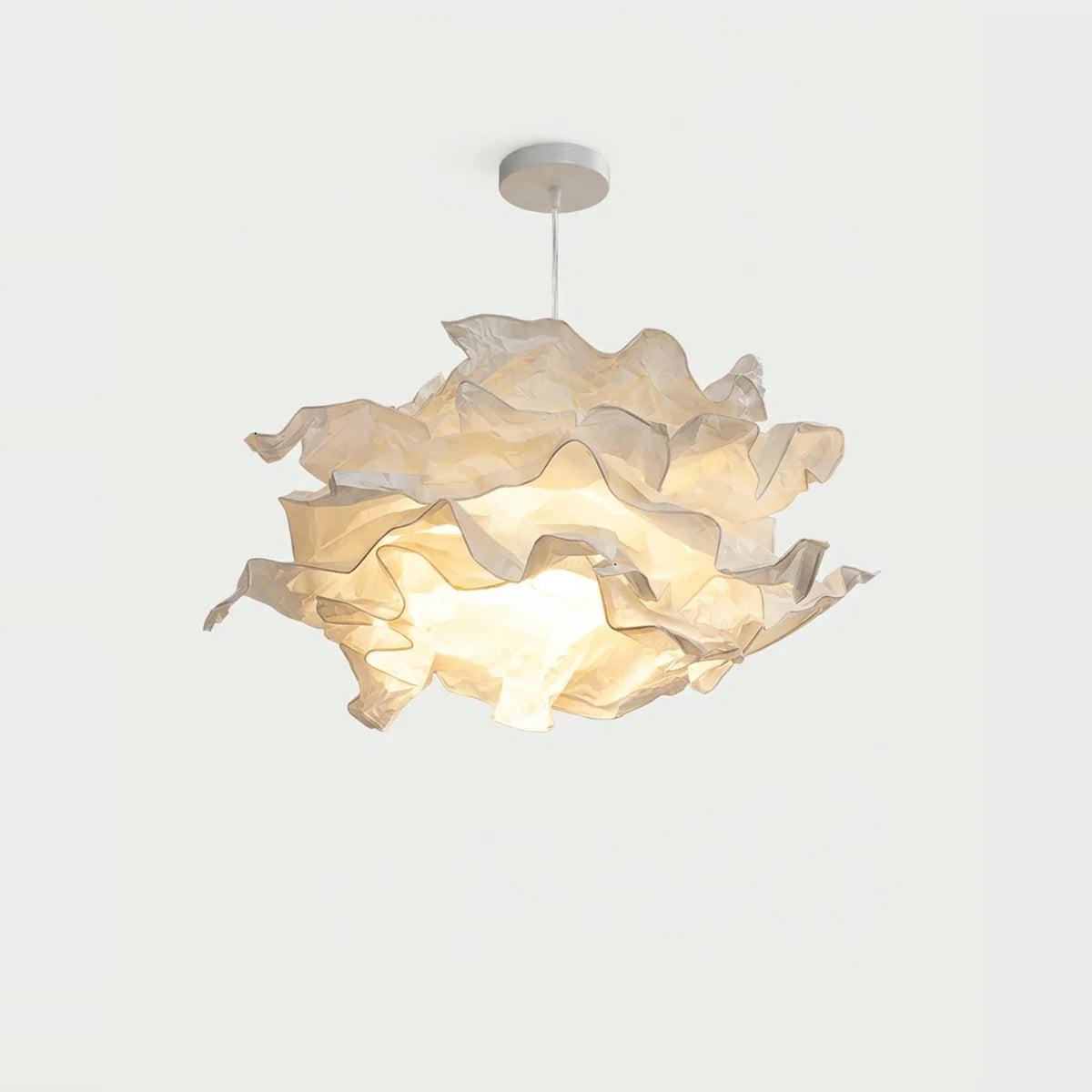 Paper Cloud Pendant Light, 16" x 24" Shade, on a light background