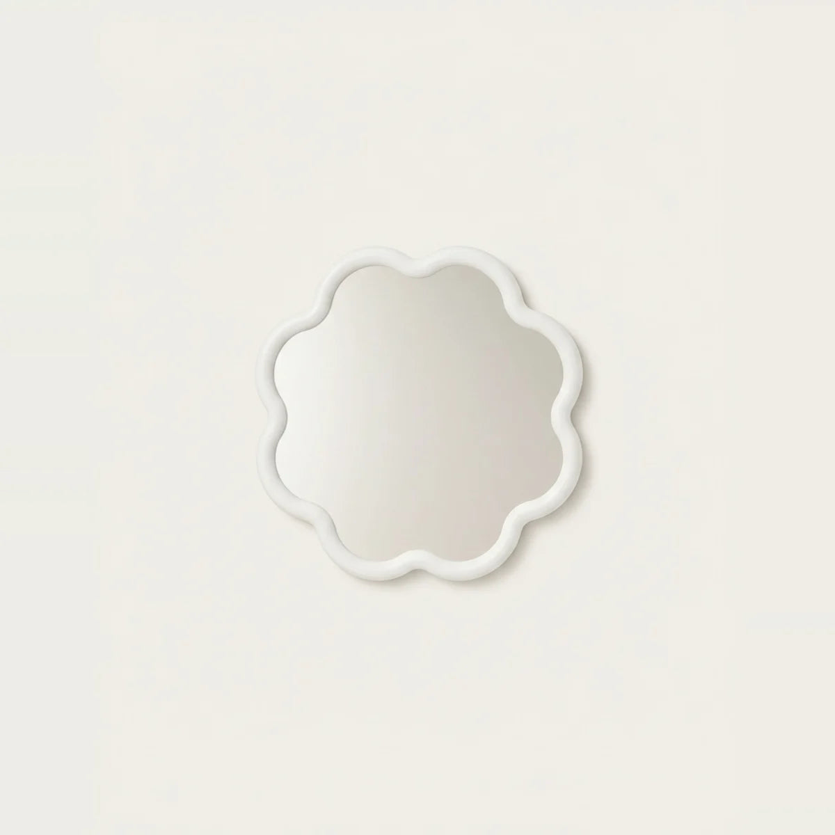 White Flower Mirror, 16 in, on a light background