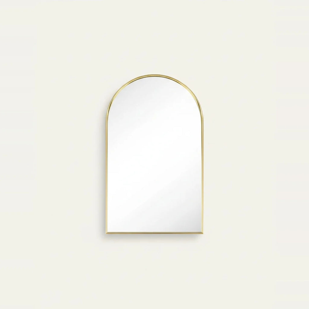 Gold Arch Mirror with Thin Frame, 3 Sizes – Gold, 20 × 27.5 in (50 × 70 cm), on a light background