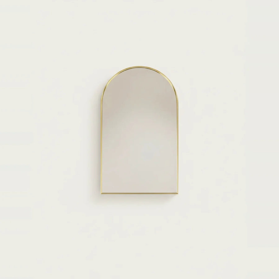 Gold Arch Mirror with Thin Frame, 3 Sizes – Gold, 20 × 31.5 in (50 × 80 cm), on a light background