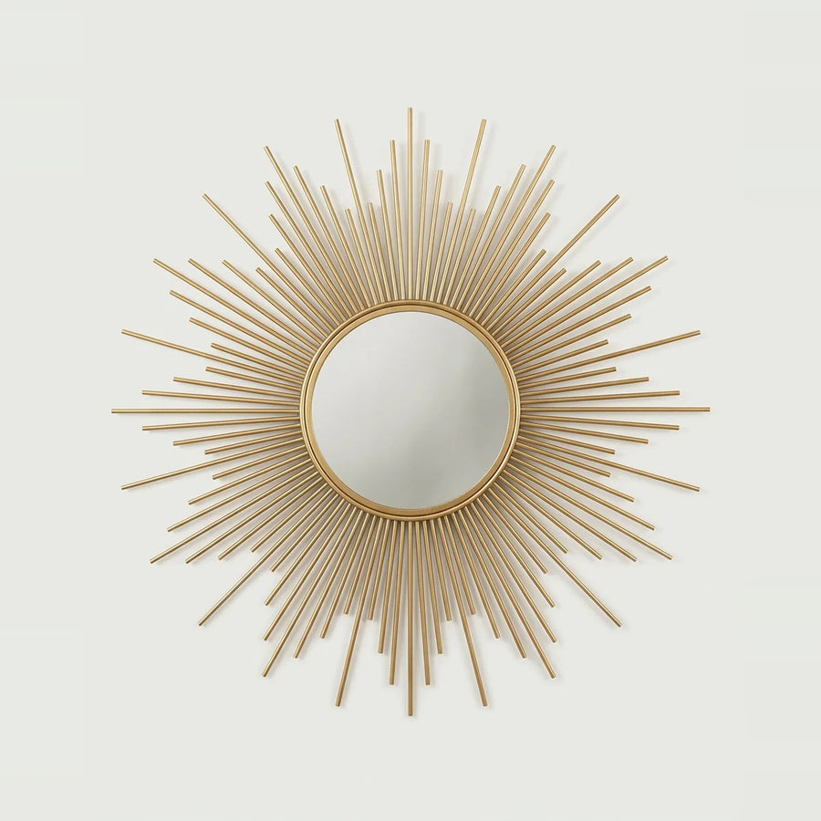 Vintage Gold Sunburst Mirror, 24 to 35 in – Ø 31.5 in (80 cm), on a light background