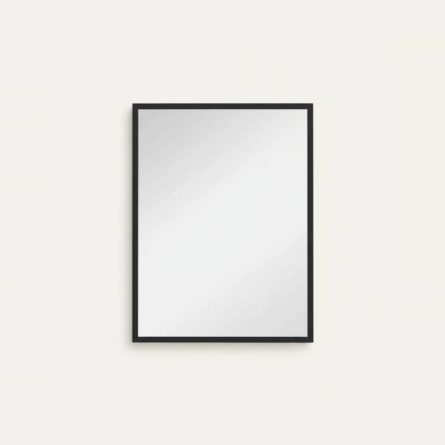 Black Industrial Mirror, 24 × 31.5 in Thin Frame, on a light background
