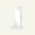 Wall Mounted Mirror Armoire Jewelry Cabinet, White, on a light background