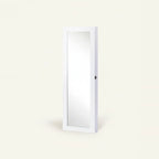 Wall Mounted Mirror Armoire Jewelry Cabinet, White, on a light background