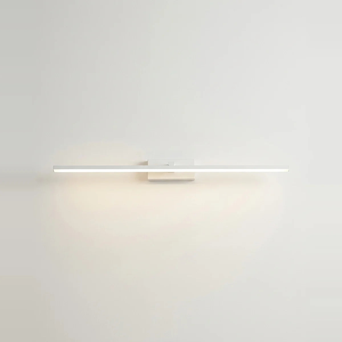 LED Bathroom Light Over Mirror, 24" White Aluminum, on a light background