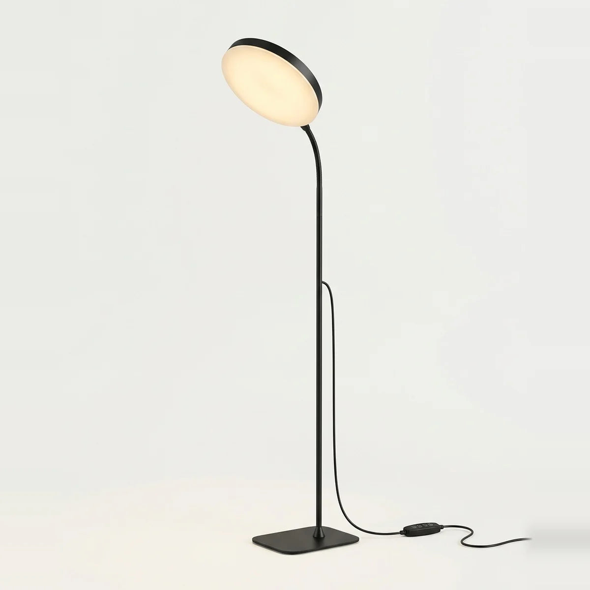 LED Reading Floor Lamp with Flexible Gooseneck, Dimmable, on a light background