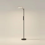 Black LED Torchiere Floor Lamp, 32W, Dimmable with Remote, on a light background