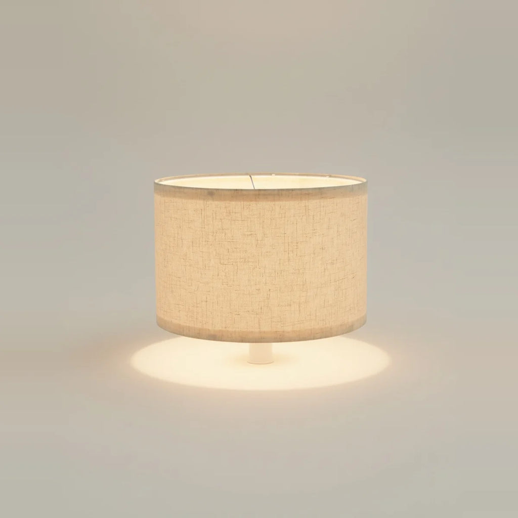 Beige Linen Drum Pendant Lampshade, 12 to 16 in – Ø 12 × H 8 in (30 × 20 cm), on a light background