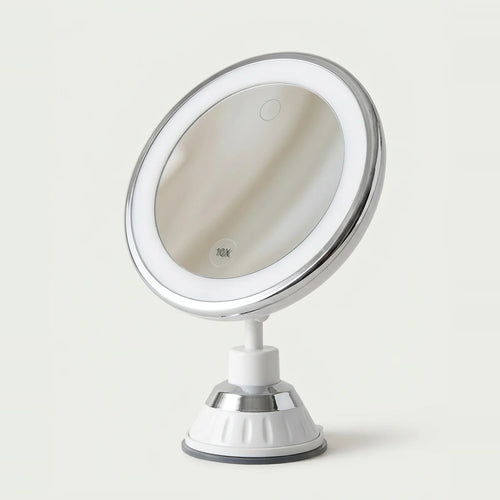 10x LED Magnifying Mirror with Suction Cups, 360° Rotation, on a light background