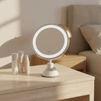 Miroir grossissant x10 lumineux LED à ventouse, rotatif 360°, mise en situation sur une coiffeuse