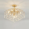Modern Crystal Chandelier, 6-Light LED, Gold Frame, on a light background
