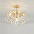 Modern Crystal Chandelier, 6-Light LED, Gold Frame, on a light background