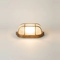 Gold Nautical Outdoor Wall Light, Porthole Style, Aluminum, IP54, on a light background