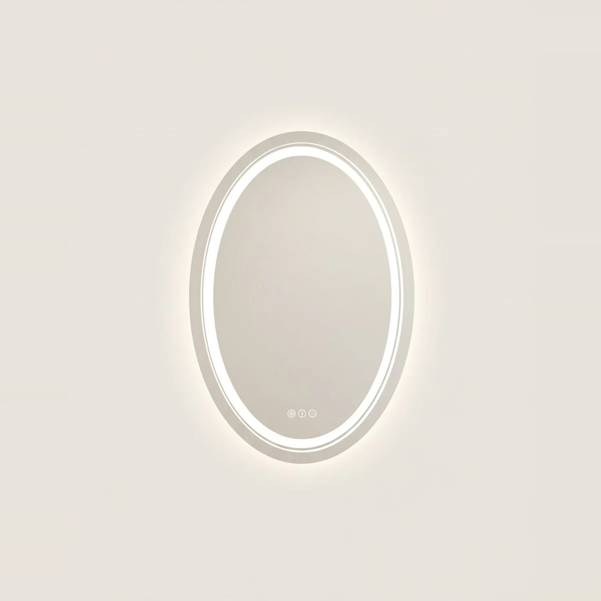 Oval LED Bathroom Mirror, Anti-Fog Backlit – 24 × 31 in (60 × 80 cm), on a light background