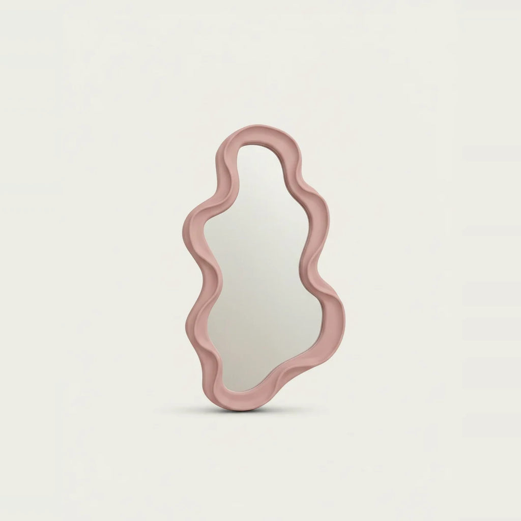 Small Pink Wavy Mirror, on a light background