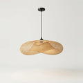 Hand-Woven Rattan Pendant Light, 16", Black Cord, on a light background