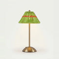 Rattan Table Lamp, Green, Rechargeable Touch LED, on a light background