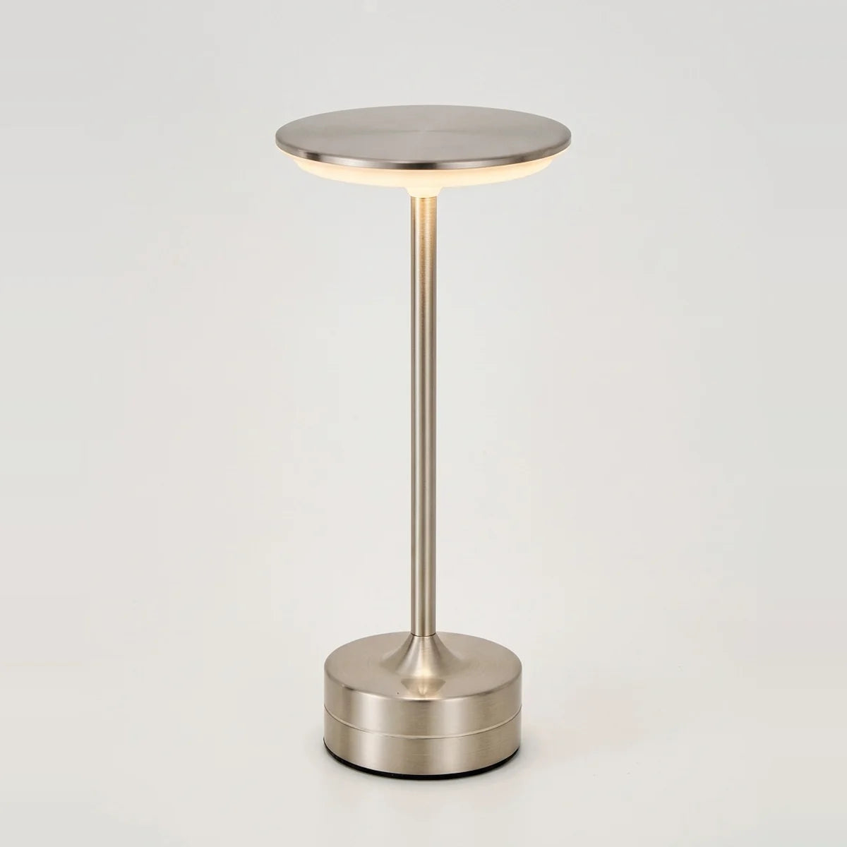 Rechargeable Touch Lamp, Silver Finish, USB, on a light background