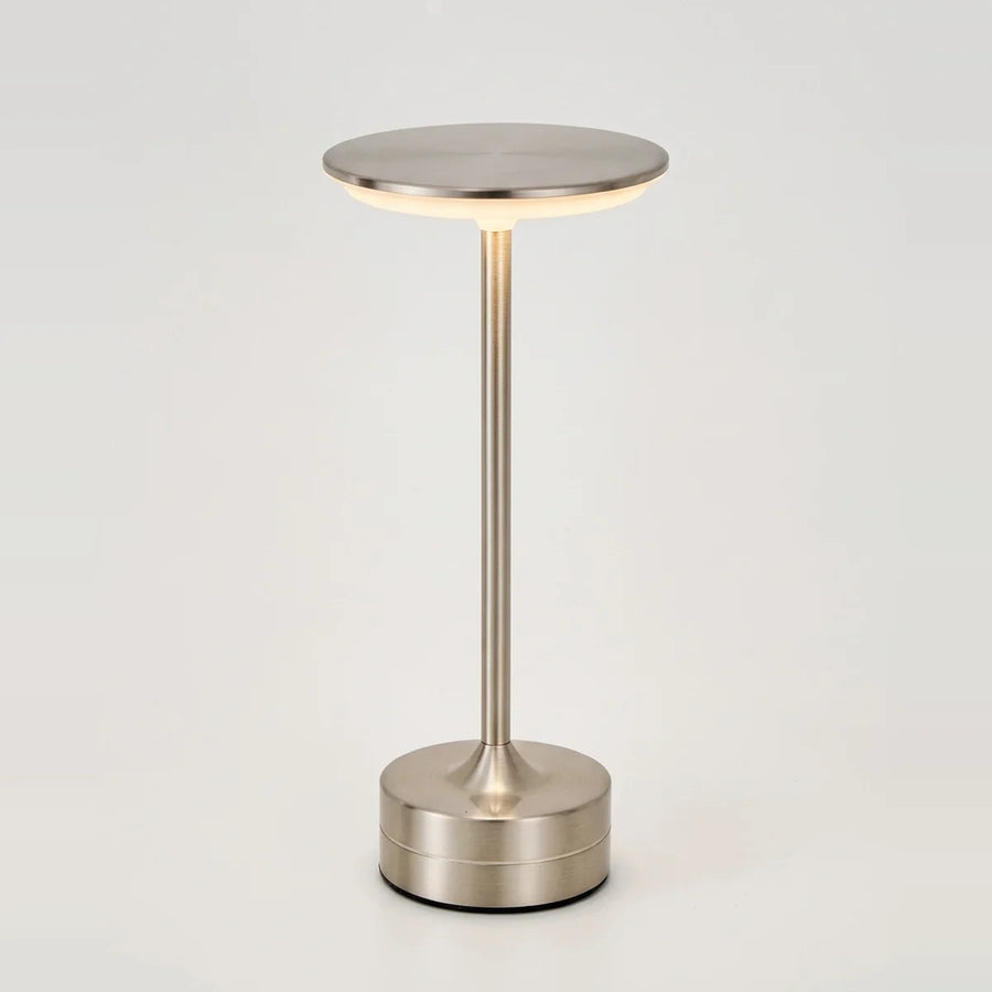 Rechargeable Touch Lamp, Silver Finish, USB, on a light background