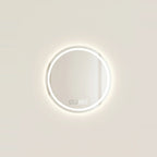 Round LED Mirror, Backlit, Anti-Fog with Clock – Ø 20 in (50 cm), on a light background