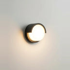 Round Black LED Outdoor Wall Light, 6 in, IP65 – Black, 12 W, on a light background