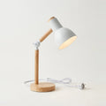 Scandinavian Table Lamp, Wood and White, Adjustable Head, on a light background